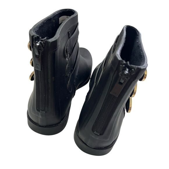 Loeffler Randall Fenton Rain Boots Women’s Size 9 Black Gold Buckle Rubber - Picture 9 of 12